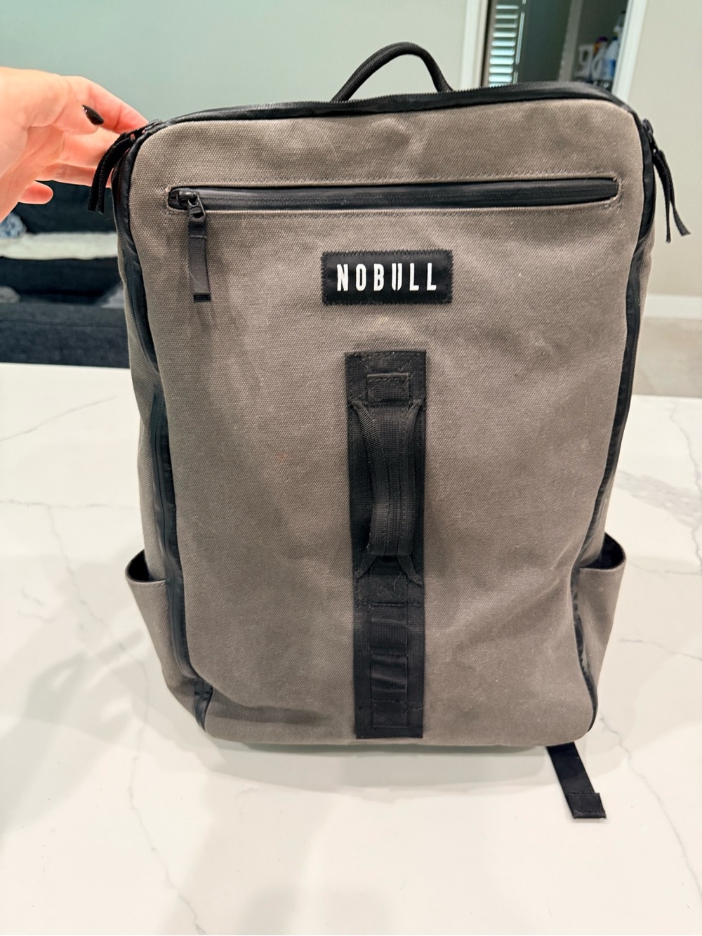 NOBULL Gray Canvas Daypack with Black Trim